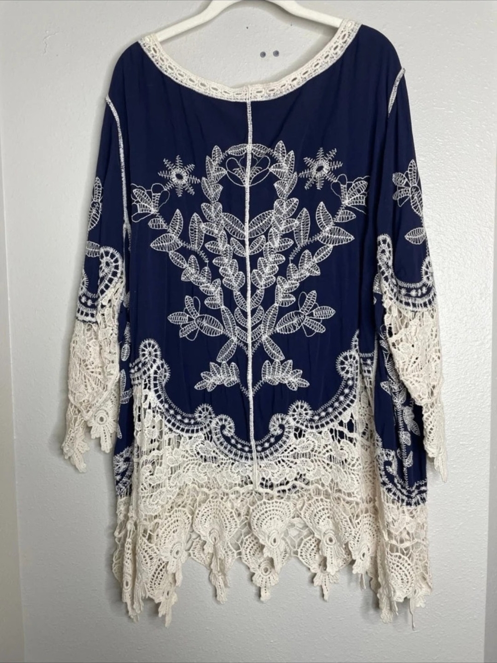 Pinky Fairy Core Navy Blouse With Ivory Crochet Trim - Picture 4 of 5